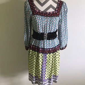 Printed dress with removable belt